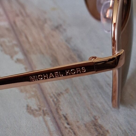 Michael Kors Aviator Rose Gold & partial Pink frame Sunglasses NWT & CASE - Picture 4 of 10